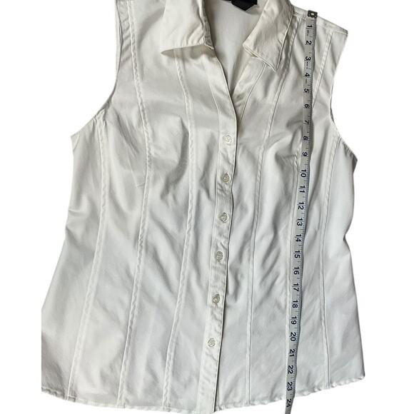 Style & Co. Sleeveless White Stretch Blouse Fitted Active V-Neck Collar Size 6 - Picture 7 of 8